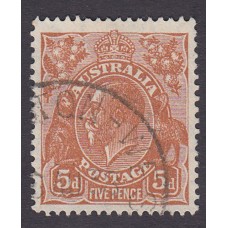 Australian  King George V  5d Brown   Wmk  C of A  Plate Variety 3L57
